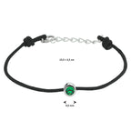 Armband katoen synth. smaragd 15,5 + 2,5 cm zilver gerhodineerd met rubber/nylon/leer