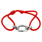 Armband satijn zilver gerhodineerd met rubber/nylon/leer