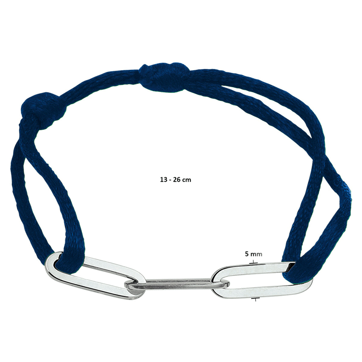 Armband satijn zilver gerhodineerd met rubber/nylon/leer