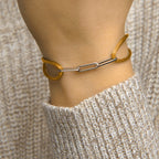 Armband satijn zilver gerhodineerd met rubber/nylon/leer