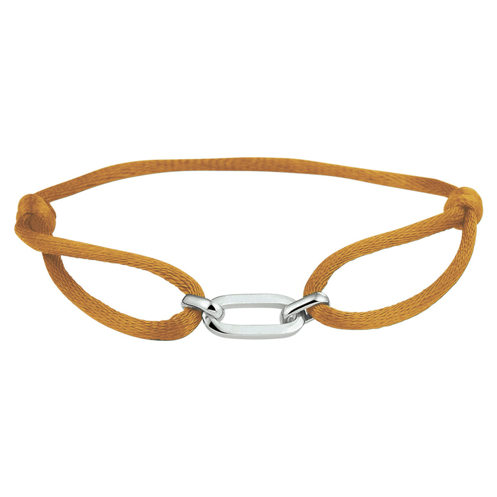 Armband satijn zilver gerhodineerd met rubber/nylon/leer