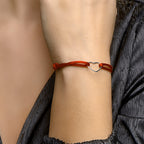 Armband satijn hart 13 - 26 cm zilver gerhodineerd met rubber/nylon/leer