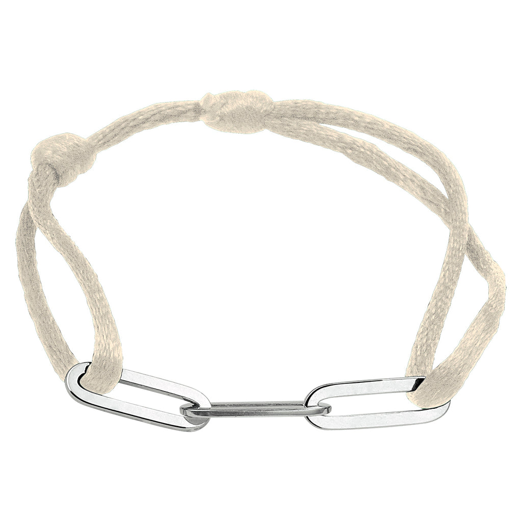 Armband satijn zilver gerhodineerd met rubber/nylon/leer