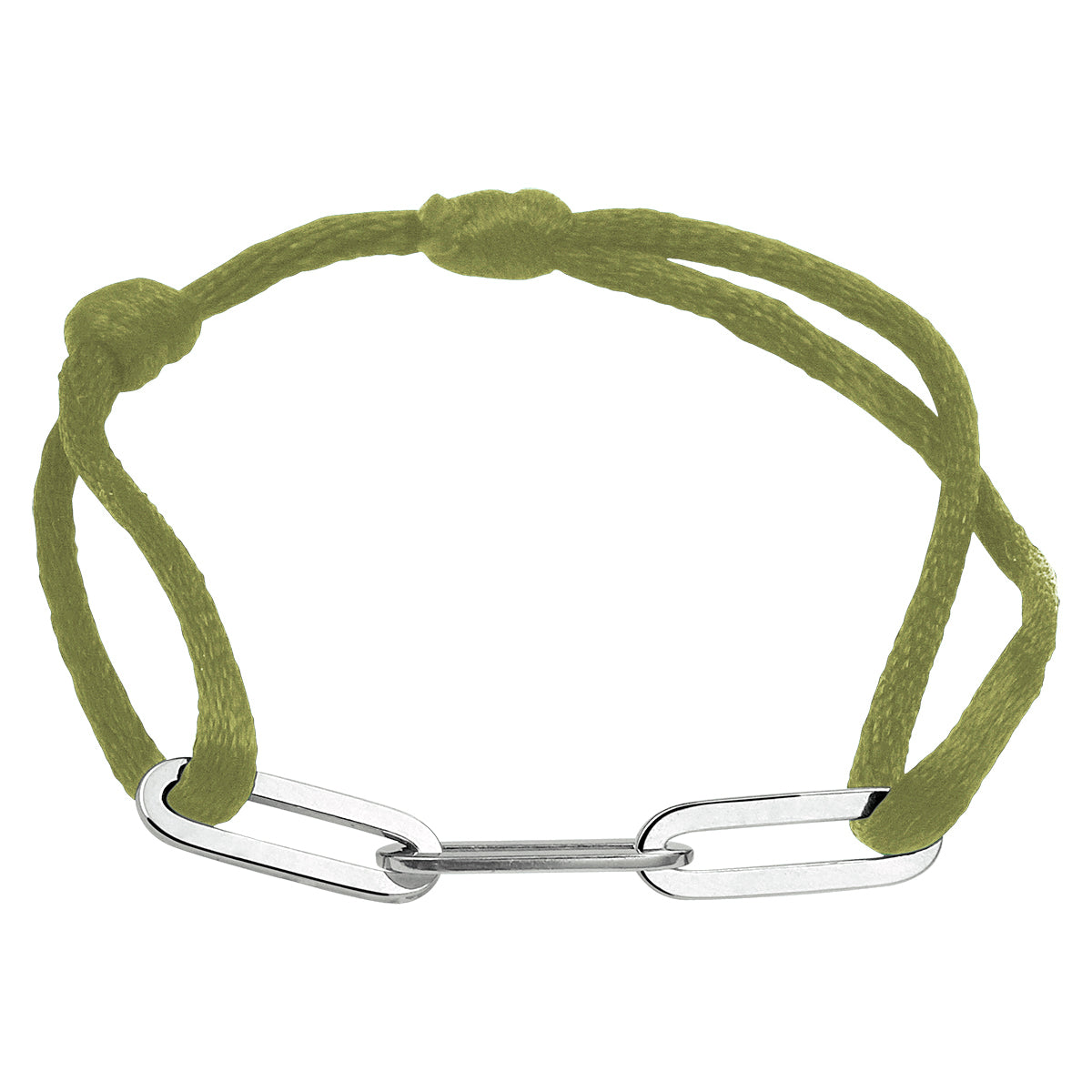 Armband satijn zilver gerhodineerd met rubber/nylon/leer
