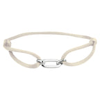 Armband satijn zilver gerhodineerd met rubber/nylon/leer