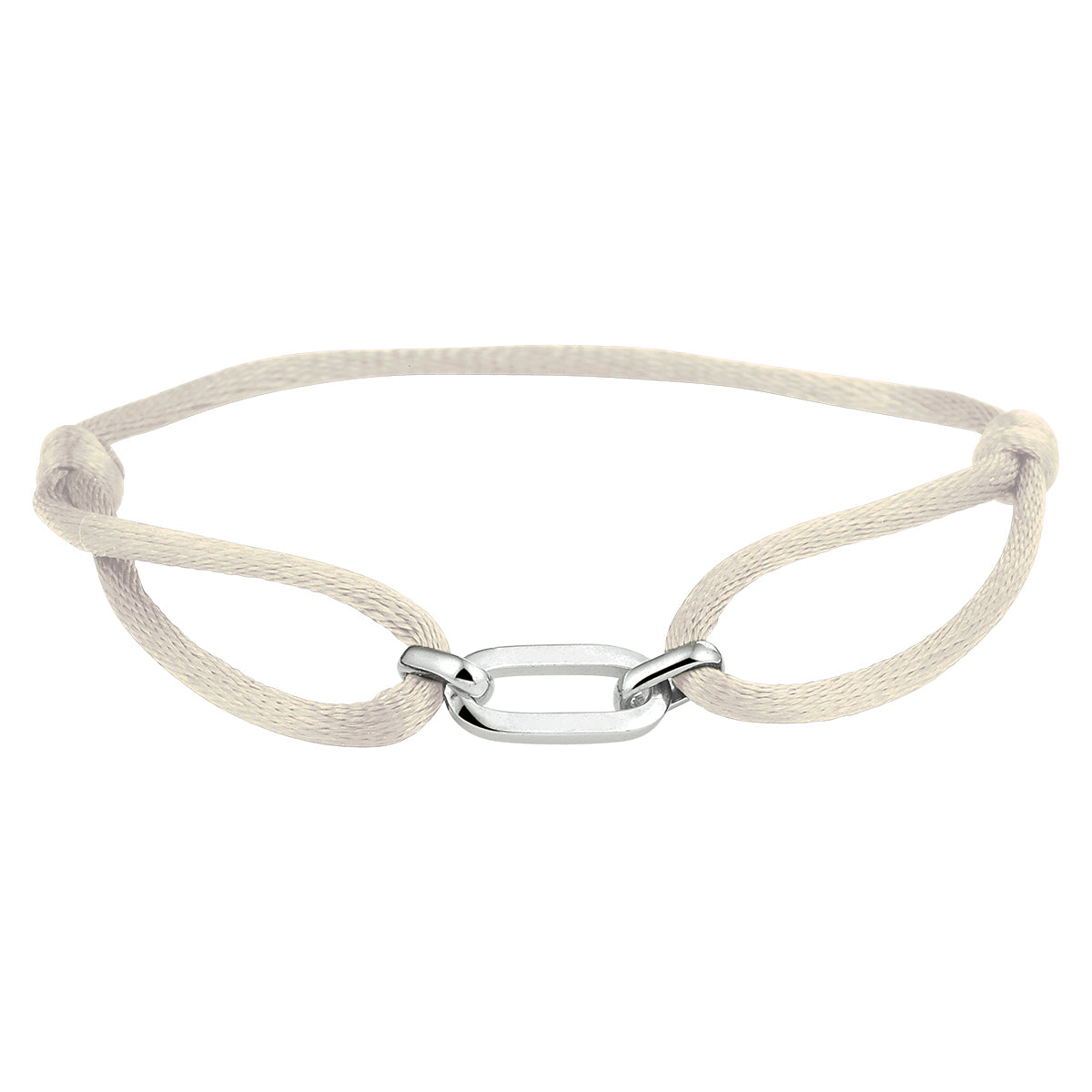 Armband satijn zilver gerhodineerd met rubber/nylon/leer