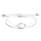 Armband katoen hartjes zilver gerhodineerd met rubber/nylon/leer