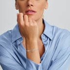 Armband katoen hartjes zilver gerhodineerd met rubber/nylon/leer