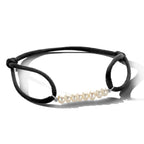 Armband satijn parels zilver gerhodineerd met rubber/nylon/leer