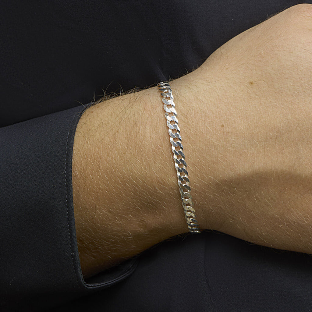 gourmette 6 zijdes geslepen 5,4 mm zilver gerhodineerd