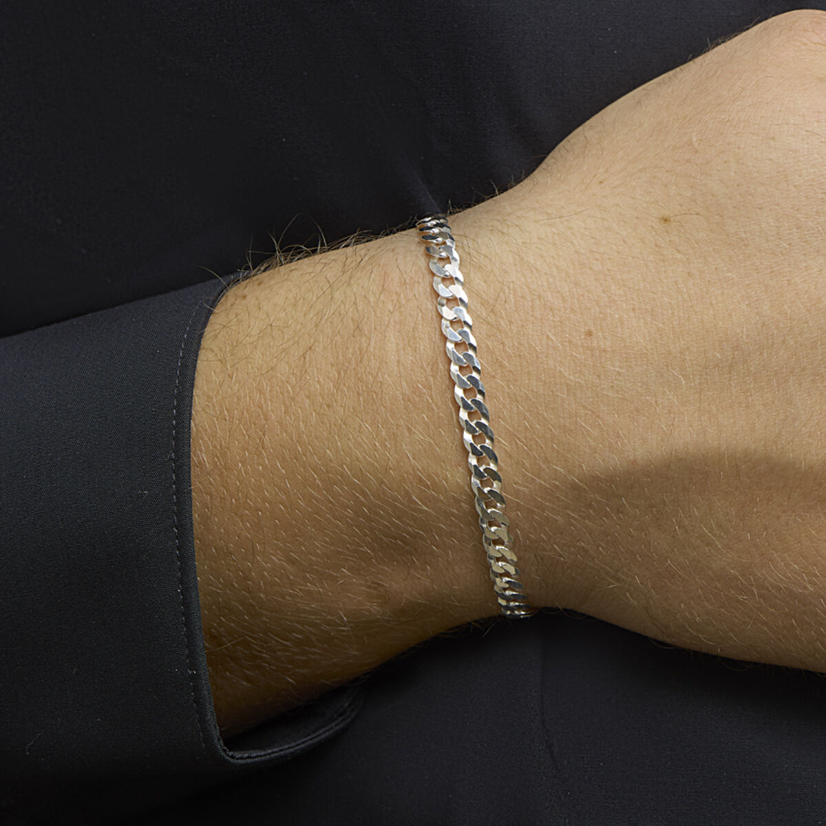 gourmette 6 zijdes geslepen 5,4 mm zilver gerhodineerd