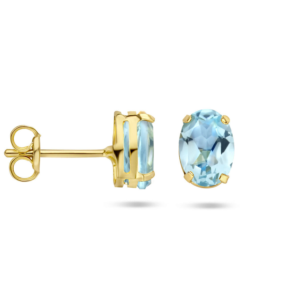 Ohrstecker Blautopas 14K Gelbgold