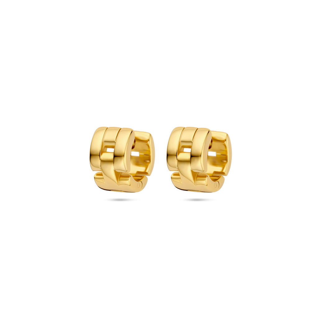 Klappohrringe Gliedermuster 10 mm 1 Mikron silbervergoldet (gelb)