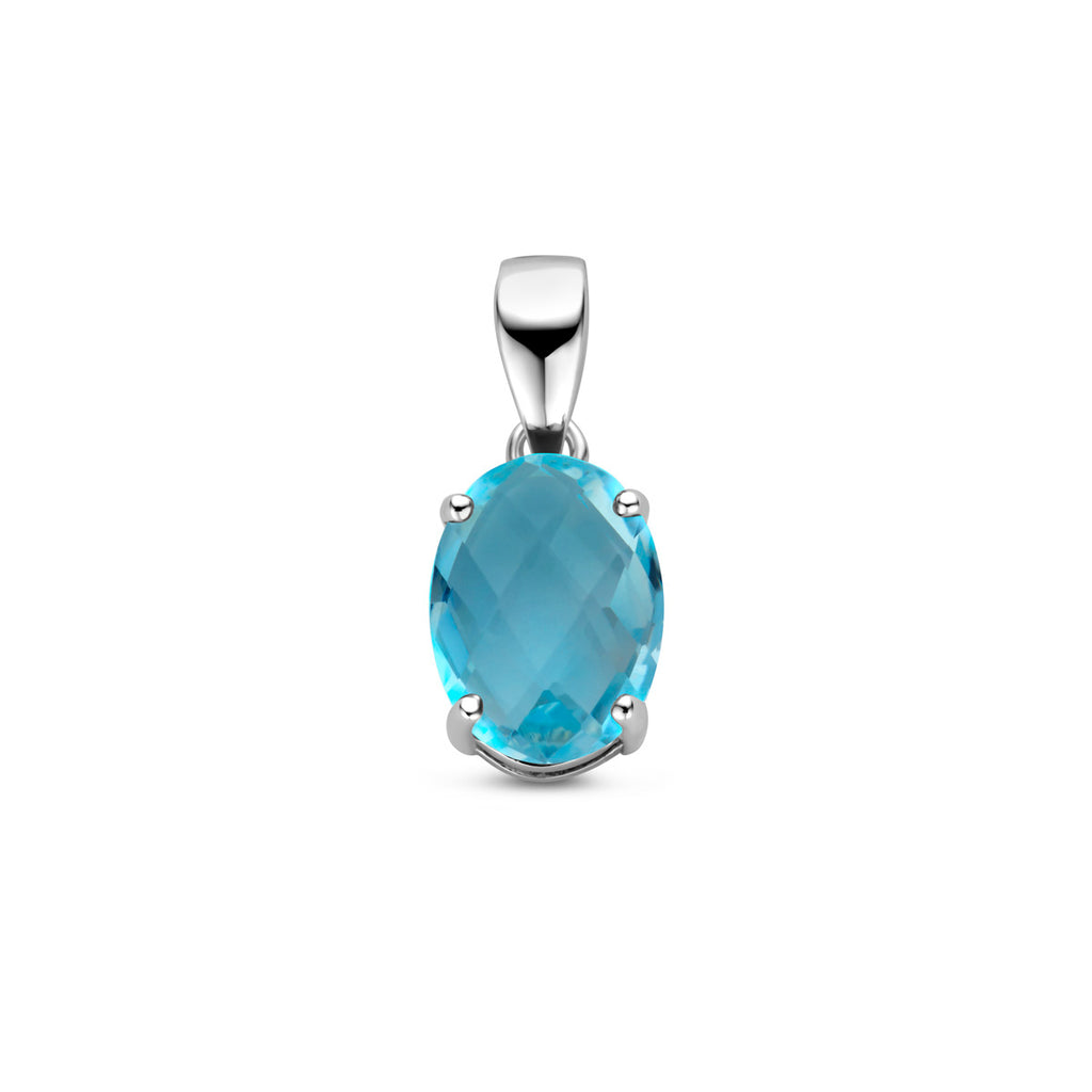 hanger blauw topaas zilver gerhodineerd
