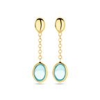 Ohrhänger blauer Topas 26 mm 14K Gelbgold