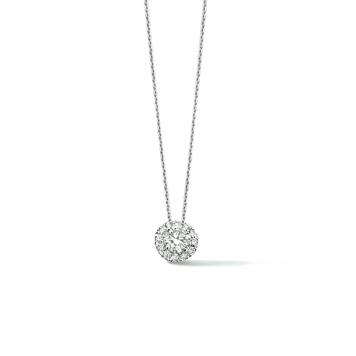 collier lab grown diamant 40 - 42 - 44 cm 0.33ct h si halo 14K witgoud met palladium