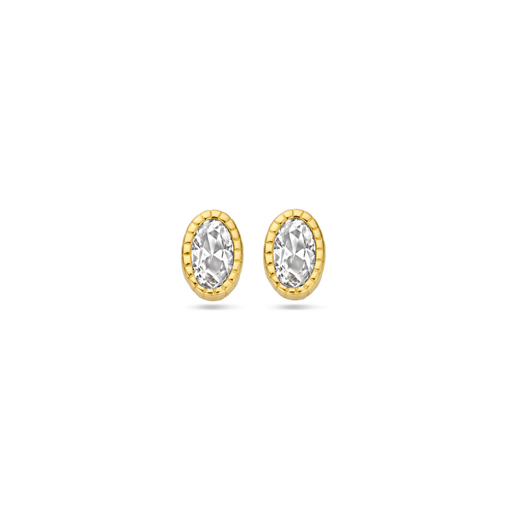 Ohrstecker Zirkonia 6 mm 14K Gelbgold