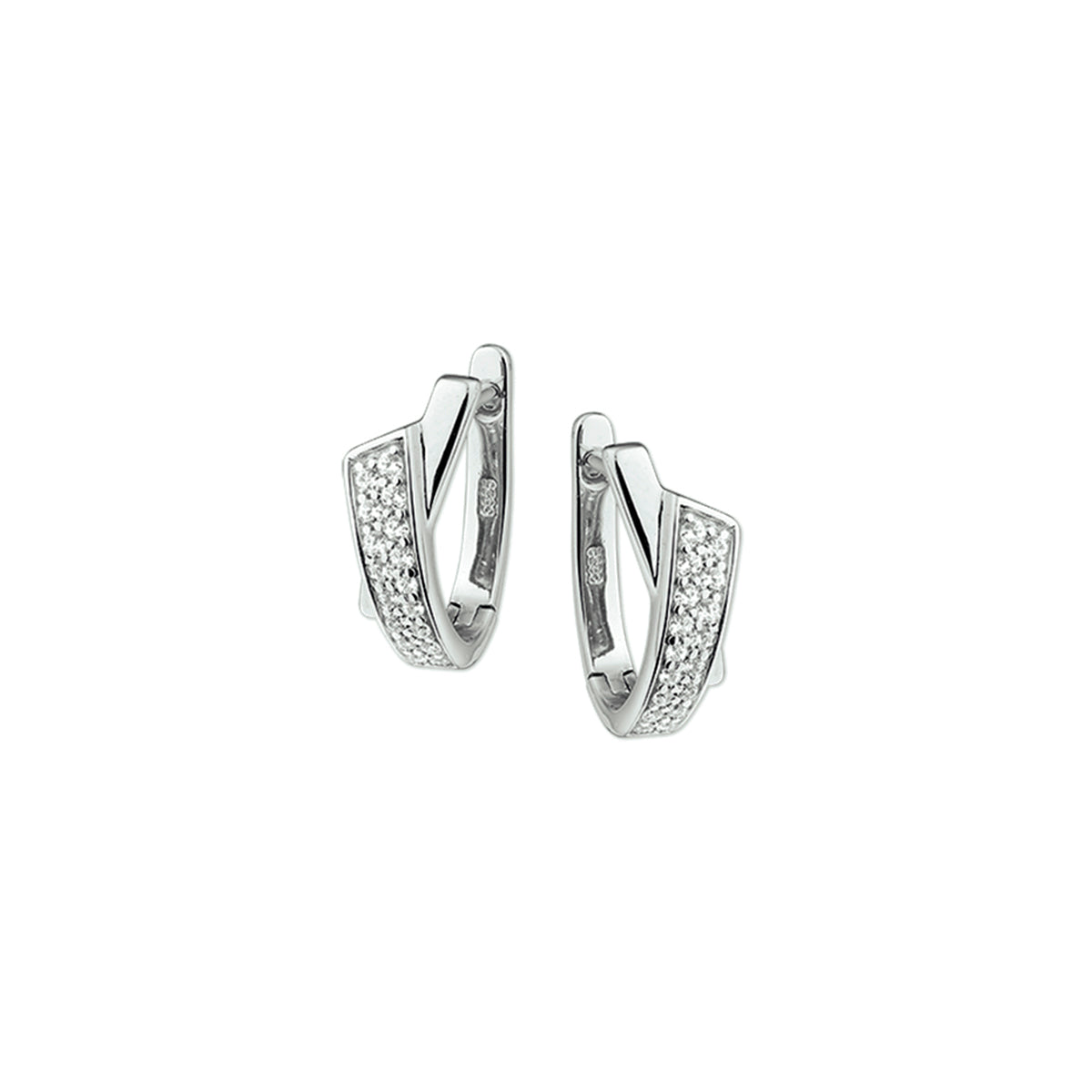 klapoorringen zirkonia zilver gerhodineerd