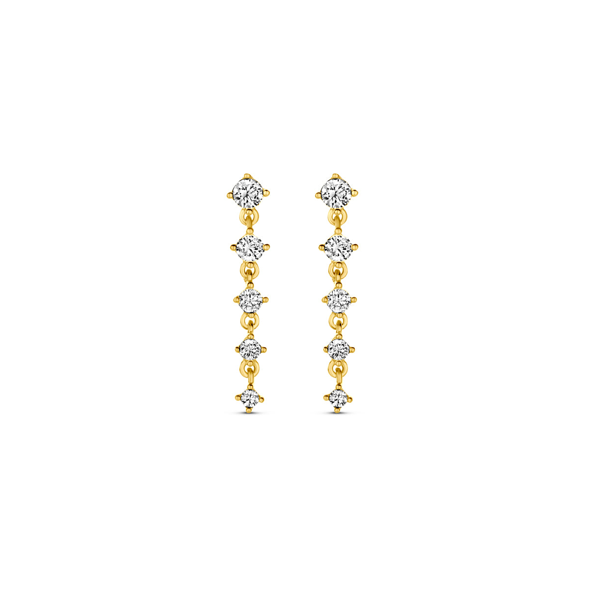 oorhangers zirkonia 19 mm 14K geelgoud