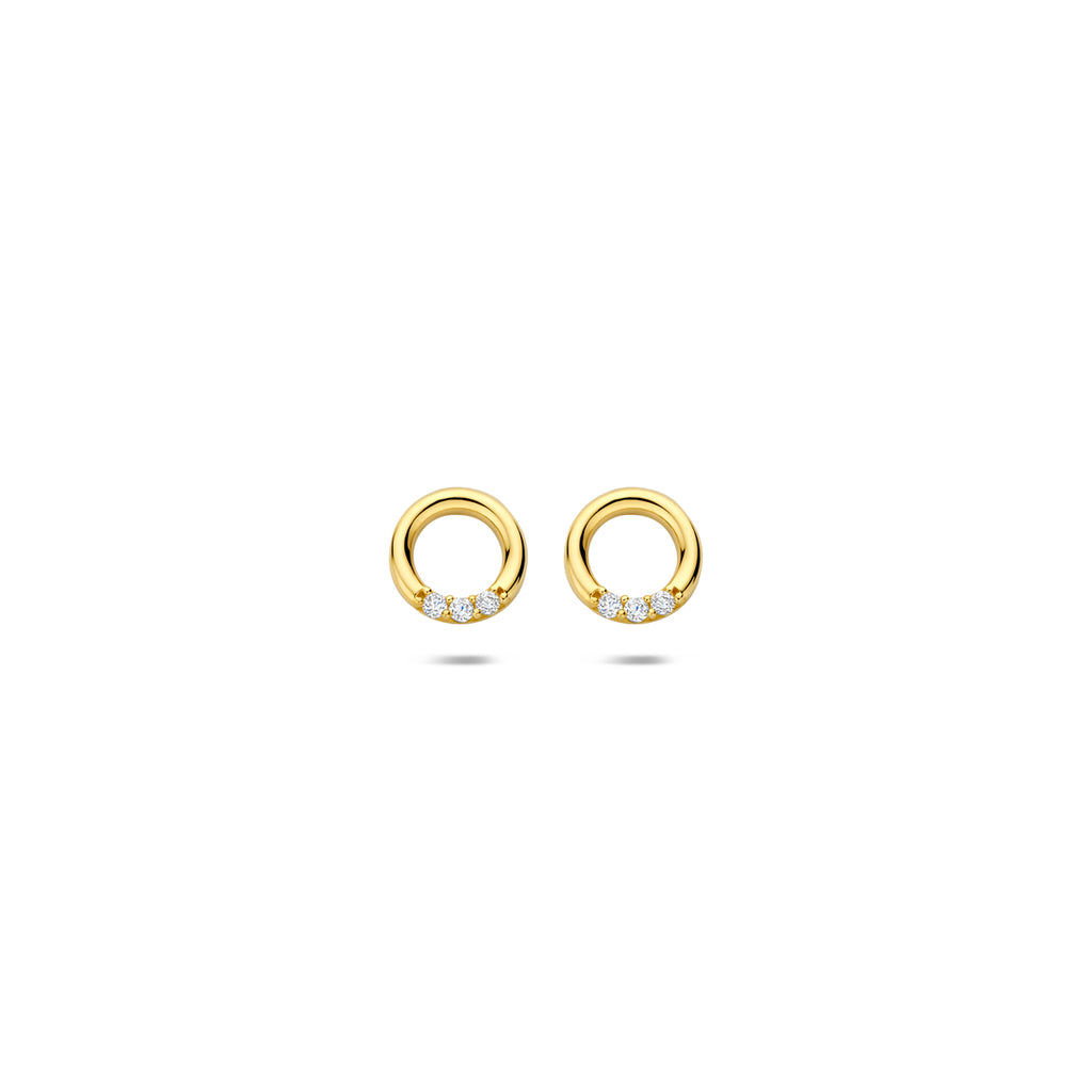 Ohrstecker runder Zirkonia 14K Gelbgold