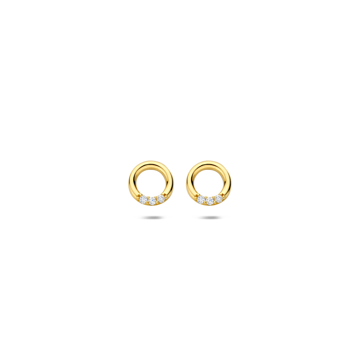Ohrstecker runder Zirkonia 14K Gelbgold
