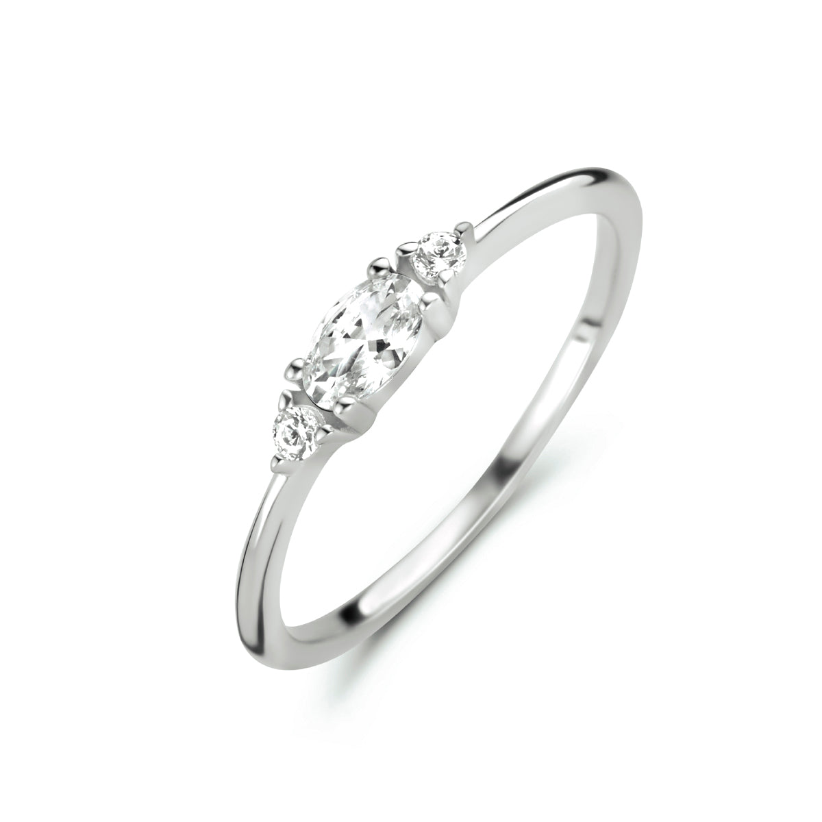 ring trilogie zirkonia zilver gerhodineerd