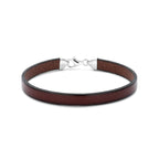armband bruin leer 7 mm 21 cm zilver gerhodineerd met rubber/nylon/leer