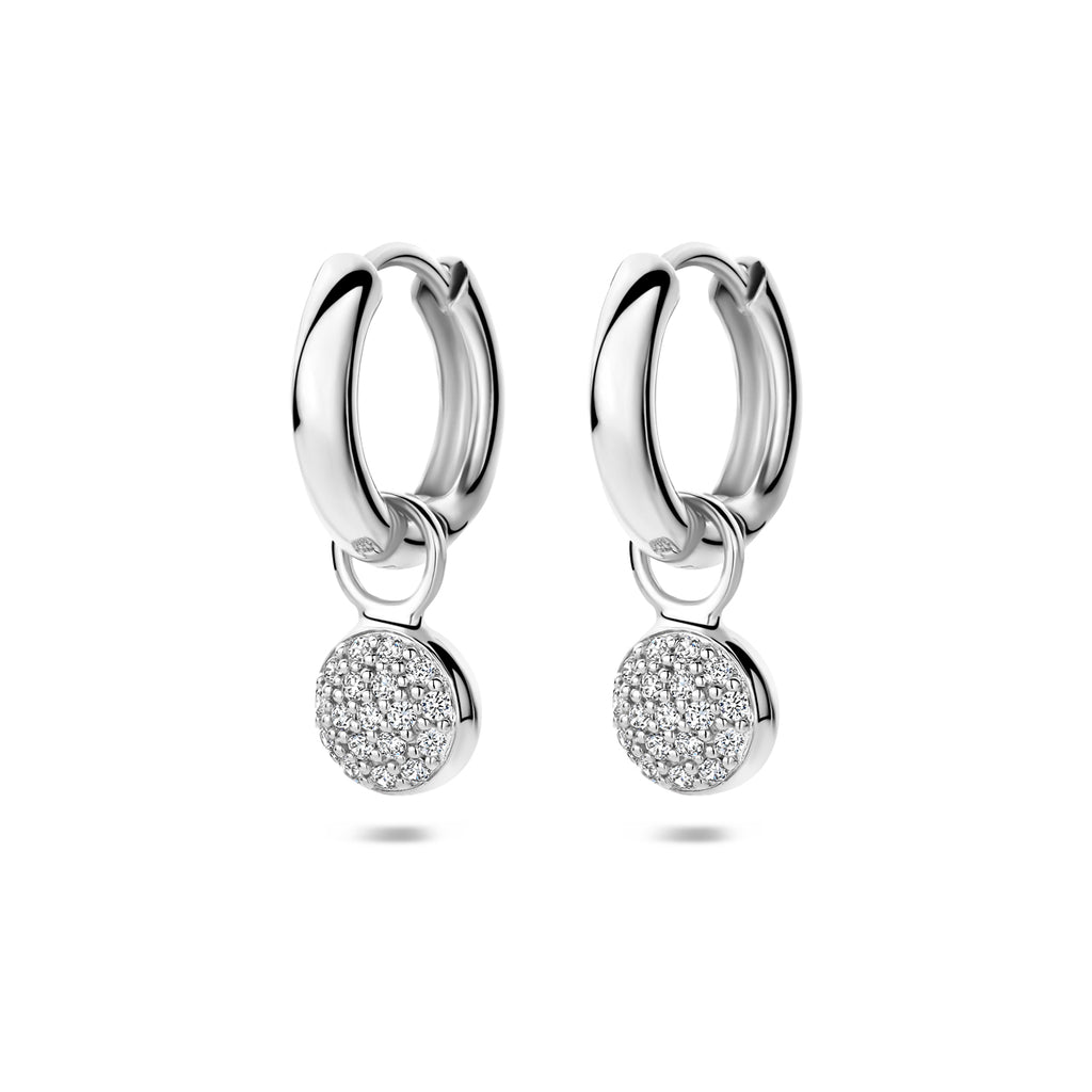Klappcreolen Zirkonia 15 mm Silber rhodiniert