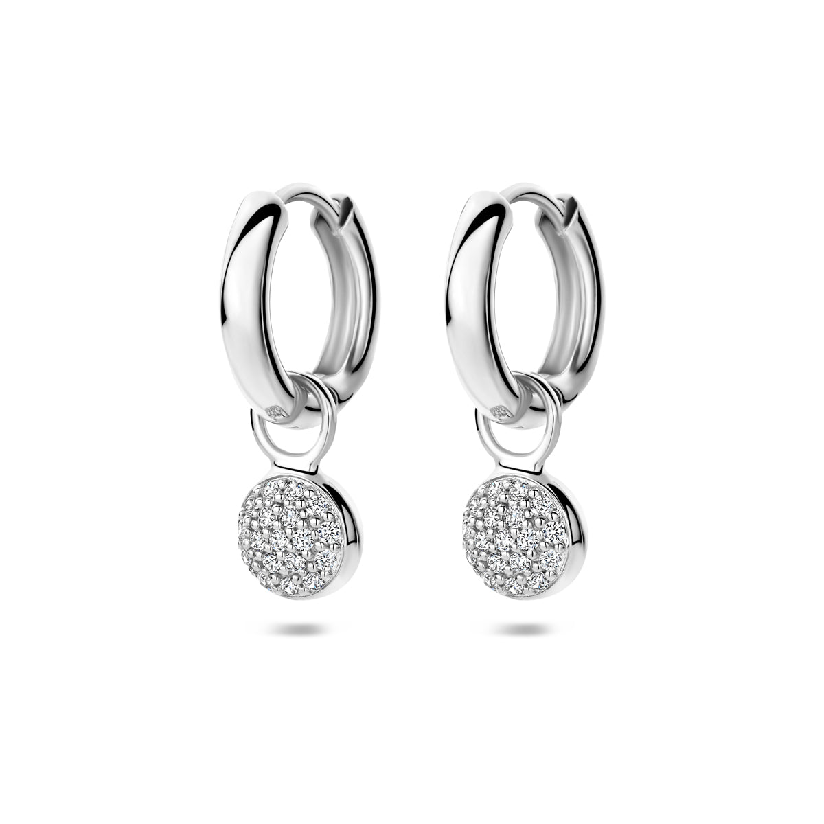 Klappcreolen Zirkonia 15 mm Silber rhodiniert