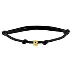 Armband Satin schwarz Buchstabe 13 - 26 cm 14K Gold mit Gummi/Nylon/Leder