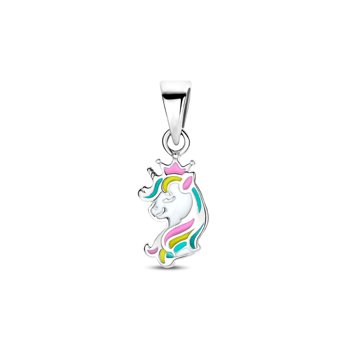 Anhänger Emaille Einhorn 16 mm rhodiniert