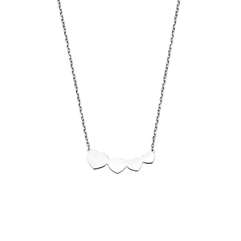 Halskette Herzen 40 + 4 cm Silber rhodiniert