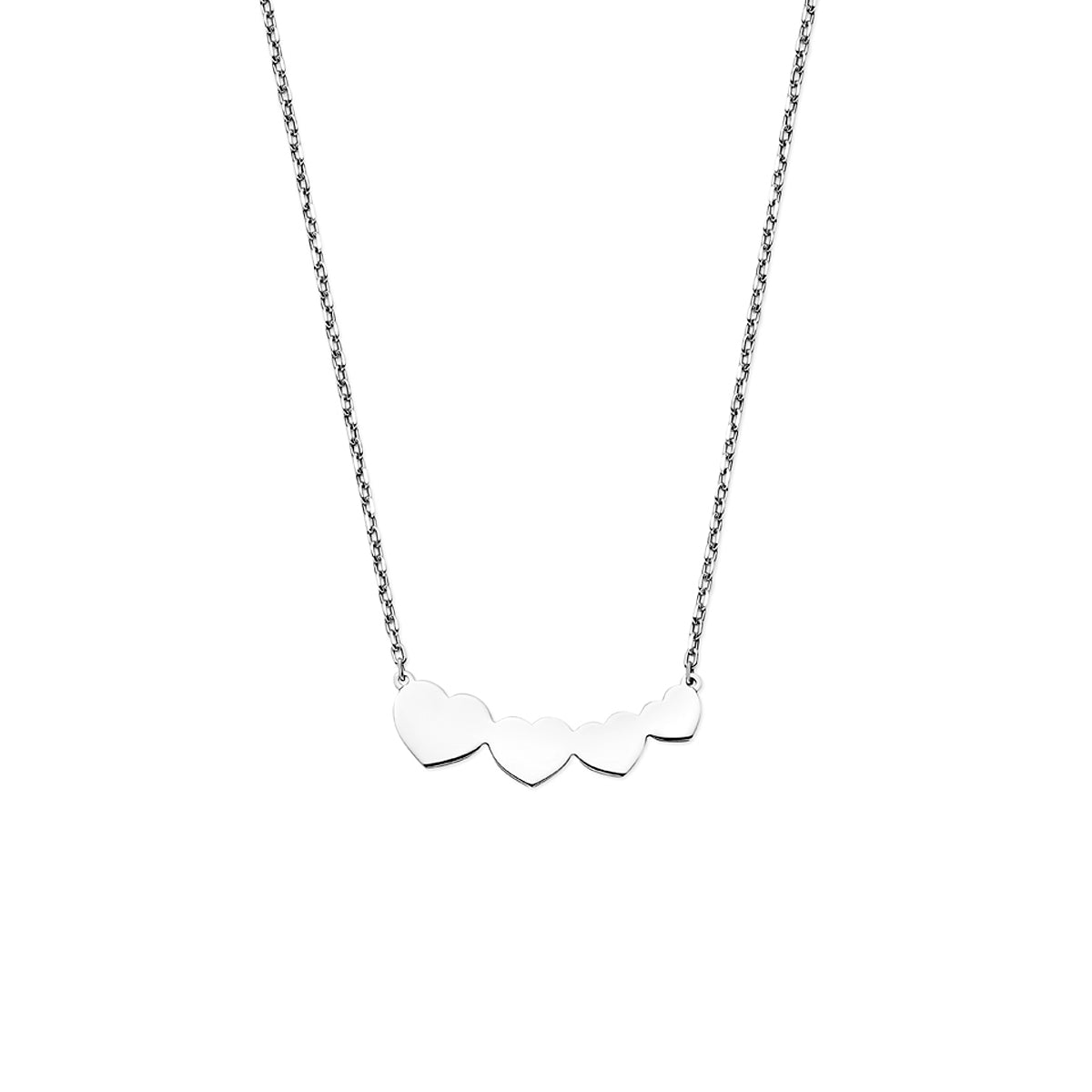 Halskette Herzen 40 + 4 cm Silber rhodiniert