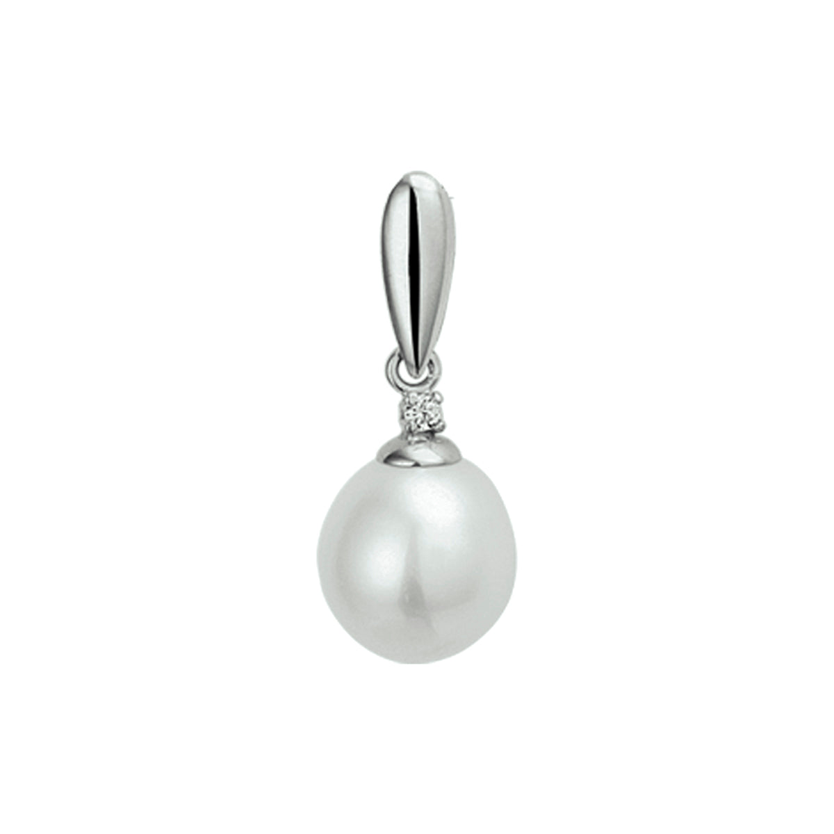 hanger parel en zirkonia 14 x 8,5 mm 14K witgoud