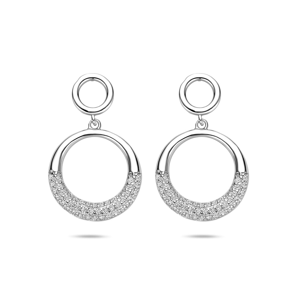 oorhangers zirkonia 25 mm zilver gerhodineerd