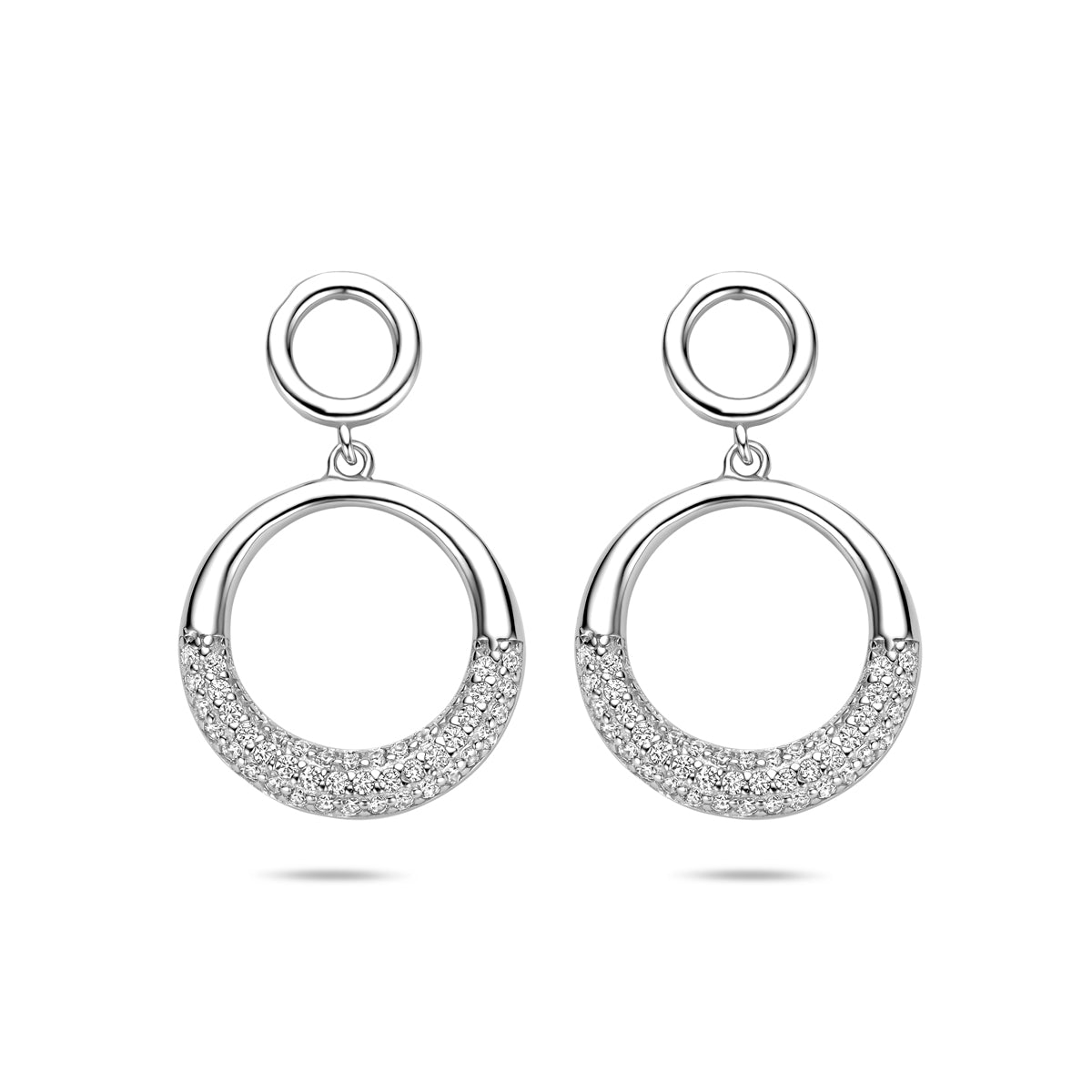 oorhangers zirkonia 25 mm zilver gerhodineerd