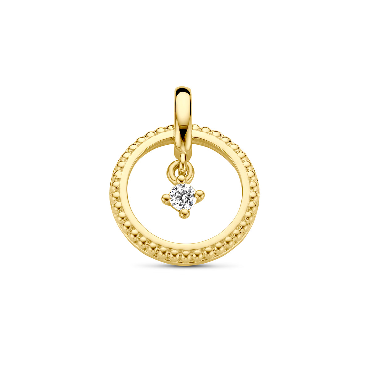 hanger cirkel diamant 0.06ct h si 14K geelgoud - rondje,bolletje,ringetje,draad