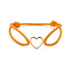 Armband orange Satin Herz 13 - 26 cm 14K Gold mit Gummi/Nylon/Leder