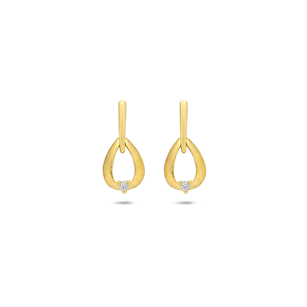 oorhangers diamant 0.02ct (2x 0.01ct) h si 14 mm 14K geelgoud