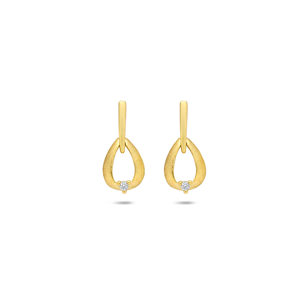 oorhangers diamant 0.02ct (2x 0.01ct) h si 14 mm 14K geelgoud