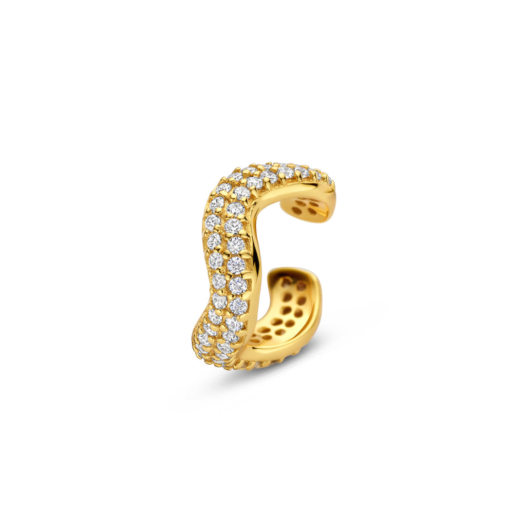 ear cuff zirkonia 12,5 mm 1 micron zilver verguld (geel)
