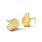 oorknoppen gescratcht 14K geelgoud - rond