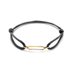 Armband Satin Schwarz 13 - 26 cm 14K Gold mit Gummi/Nylon/Leder