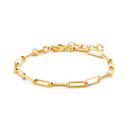 armband paperclip vierkante buis 3,0 mm 15,5 + 2,5 cm 3 micron zilver verguld (geel)