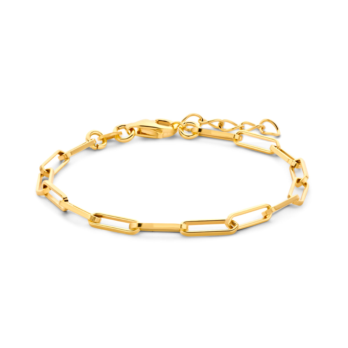 Armband Büroklammer Vierkantrohr 3,0 mm 15,5 + 2,5 cm 3 Mikron Silber vergoldet (gelb)