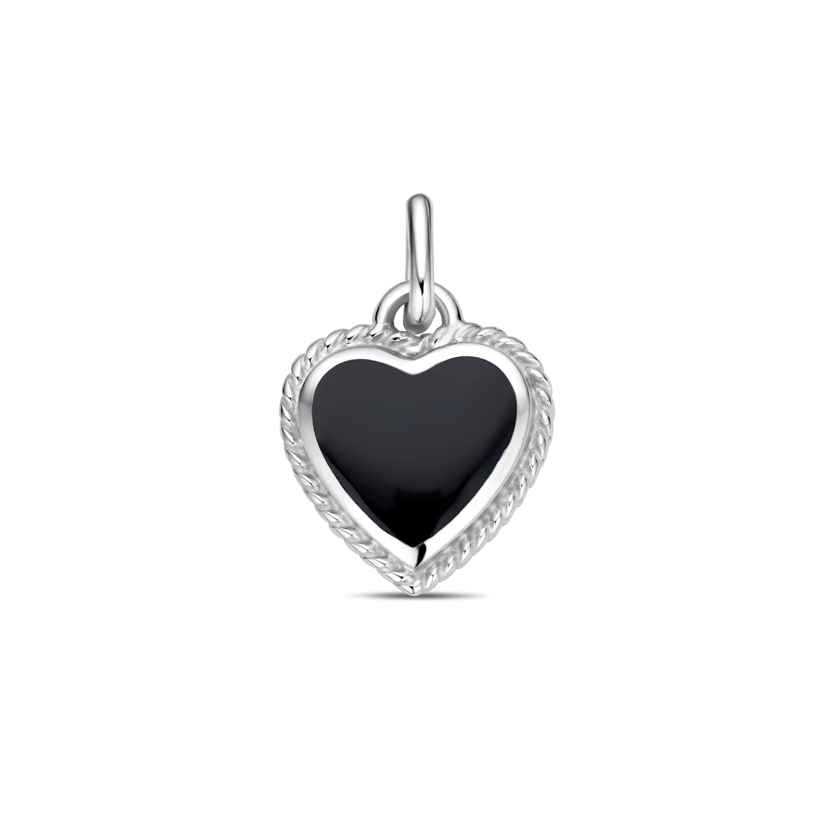 Anhänger Herz Onyx Silber rhodiniert