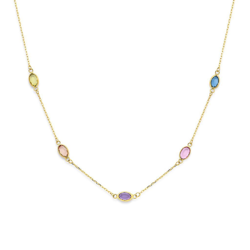 9k collier synthetische stenen 41 - 43 - 45 cm 9K geel