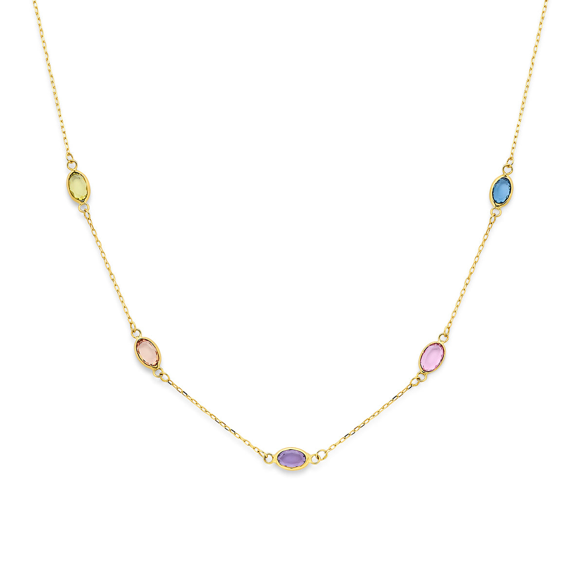 9k collier synthetische stenen 41 - 43 - 45 cm 9K geel