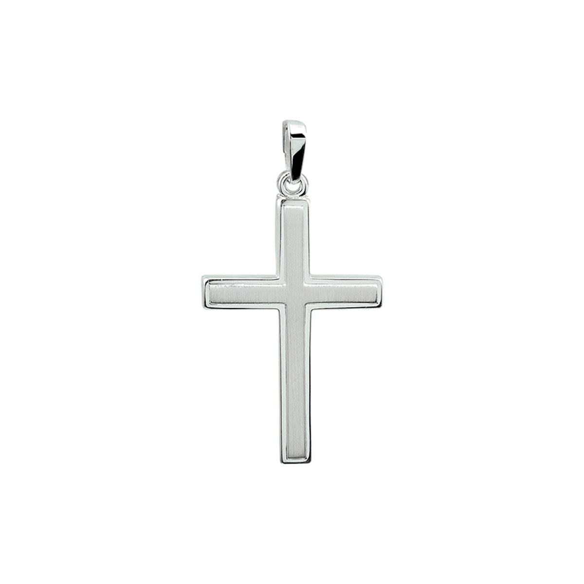 Anhänger Kreuz Poly/Mattsilber Weiß