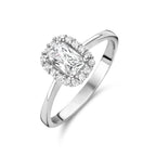 ring zirkonia halo zilver gerhodineerd
